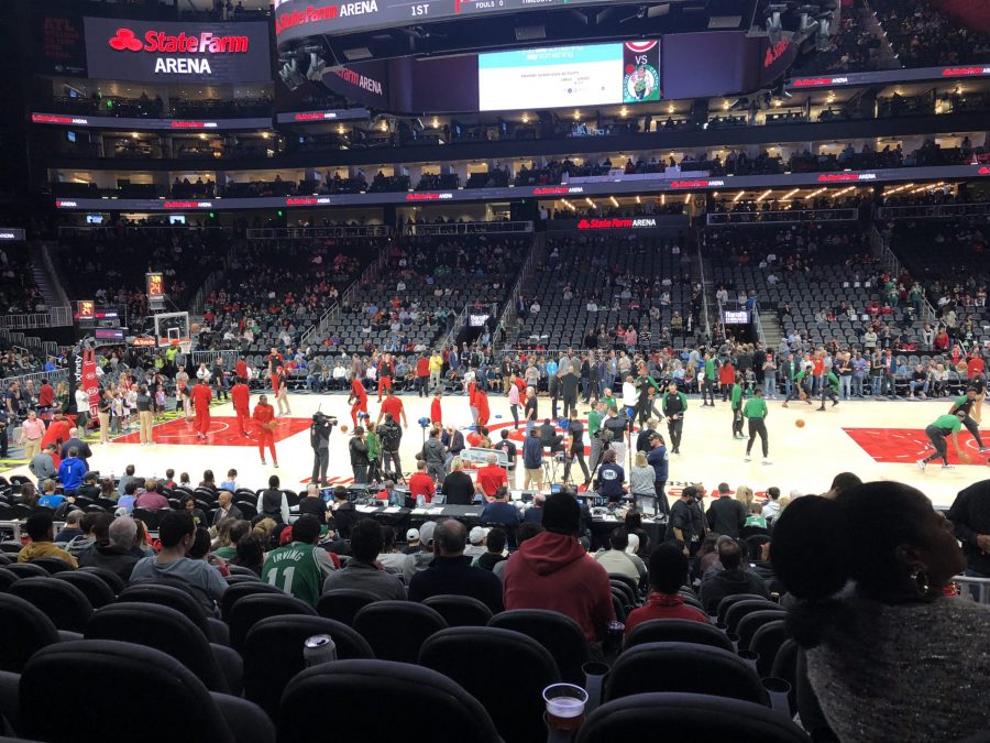 State Farm Arena before a game between the Boston Celtics and Atlanta Hawks (photo by Sam Jones)