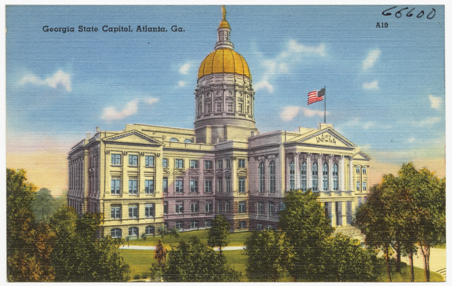 Painting of the Georgia state capitol building in Atlanta, Georgia