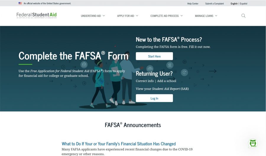 Screenshot of FAFSA webpage (By Sam Jones)