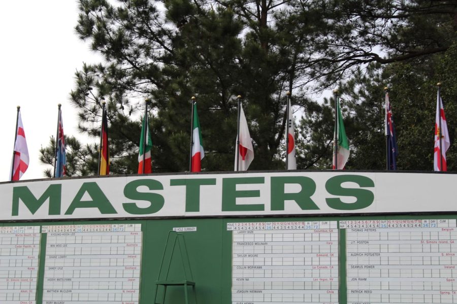 The+Masters+scoreboard+located+at+the+patron+entrance+of+Augusta+national.+Photo+by+Hamilton