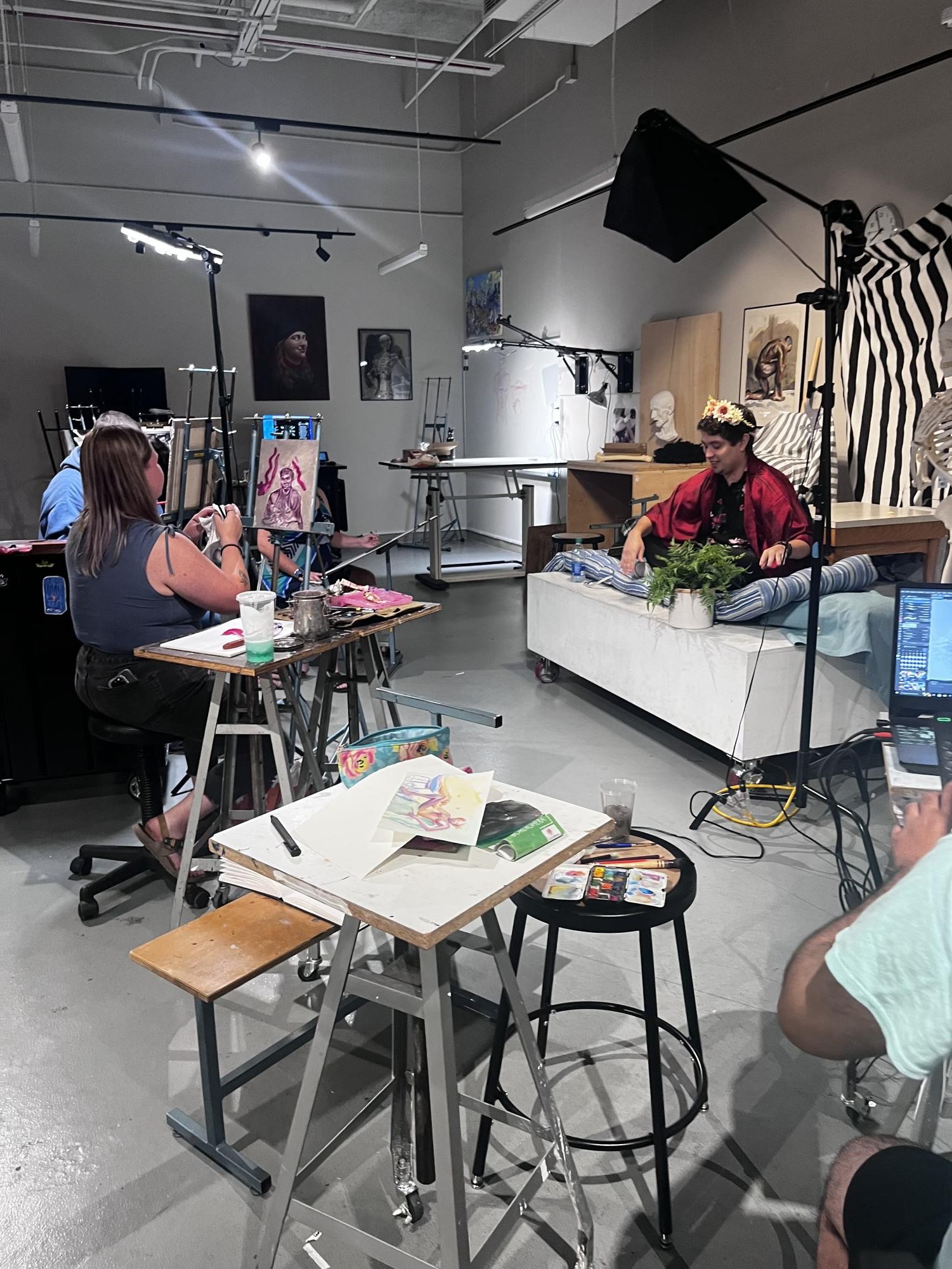Students and staff take part in the UNG Art Collective’s Paint Night on Oct. 5. The collective hosts the event every Thursday evening starting around 6 p.m