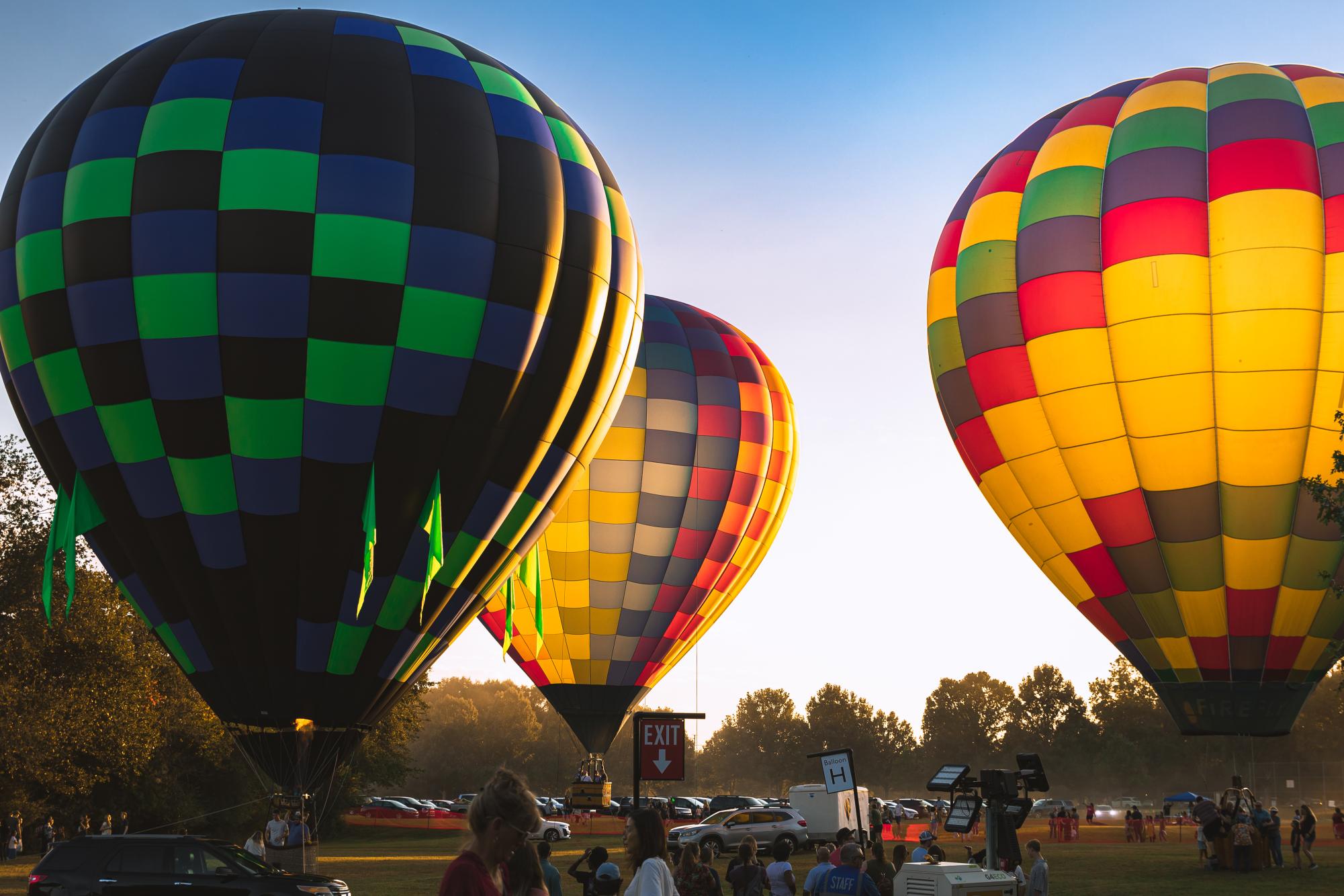 Hot Air Balloons Sitting in the Sandy Creek Park Field for the 3rd Annual Hot Air Balloon Festival 