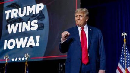 Former President Donald Trump celebrates his titanic victory over Governor Ron DeSantis and Former Ambassador Nikki Haley in the Iowa Caucus. Trump has solidified himself as the odds-on favorite for the Republican side, however an upcoming insurrection decision by the Supreme Court may put things on hold for the frontrunner.