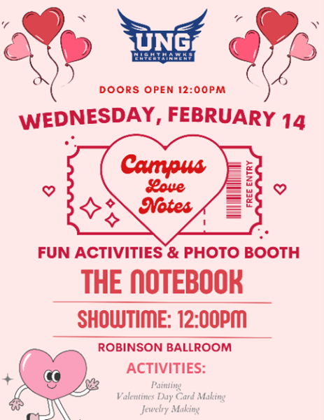 Flyer for Campus Love Notes, Nighthawks Entertainments newest event. Photo from Nighthawks Entertainments UNG Connect page