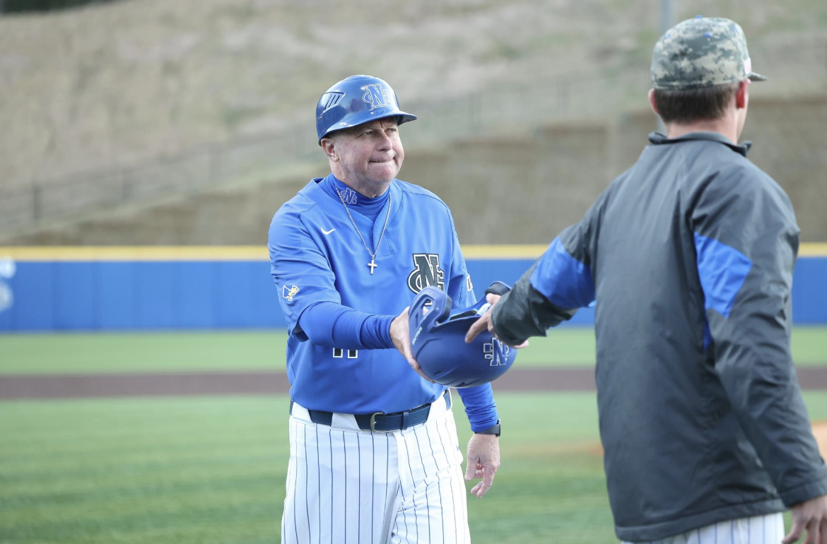 Coach Tom Cantrell at Bob Stein Stadium during UNG Baseball’s series against Mars Hill.