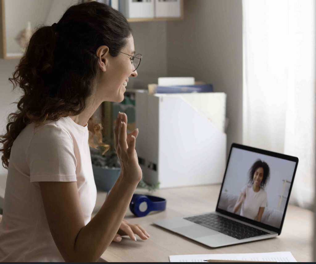 Therapists conducting a virtual therapy session.
