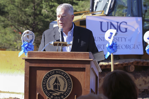 Georgia Speaker of the House of Representatives David Ralston addresses the crowd Oct. 17, 2018 at the groundbreaking for UNGs Blue Ridge Campus. Ralston helped secure $5.5 million in the 2019 fiscal year budget for the campus. 