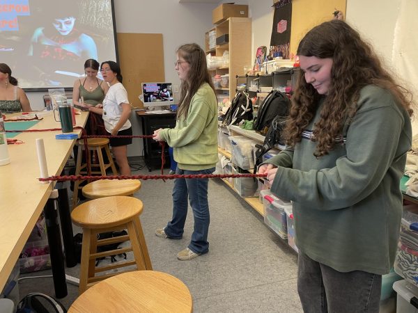 TAG attendees created rope by hand for their "Scares in the Square" scare crow. 