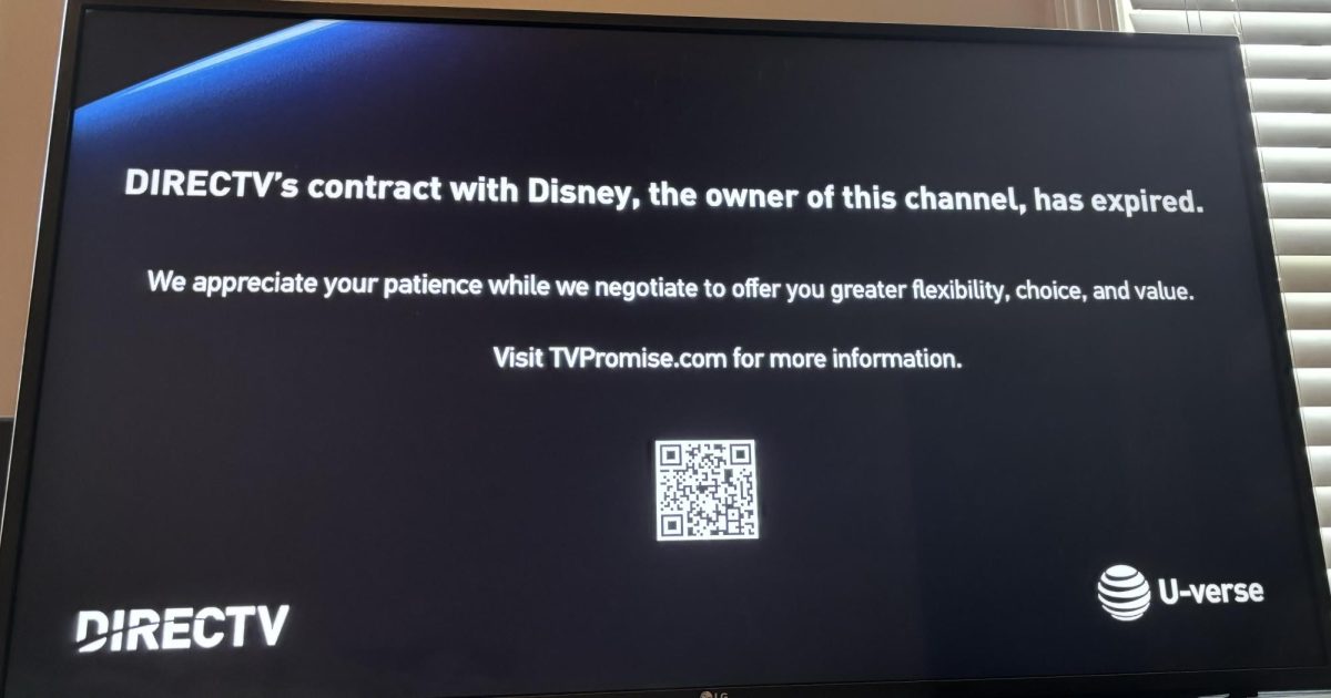 DirecTV television screen on Disney-owned channel ESPN during contract dispute.