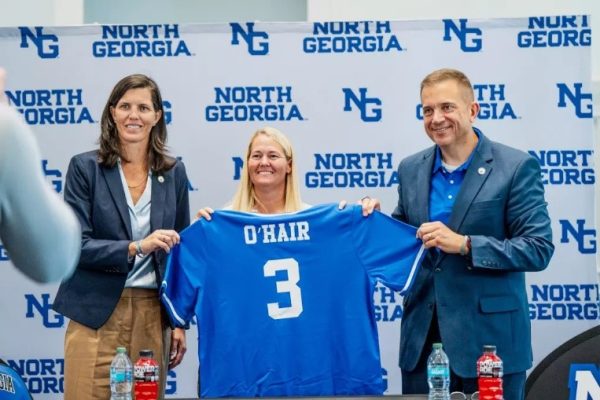 Brooke O'Hair is introduced as the new head softball coach by President Shannon and Director of Athletics Plunkett. 