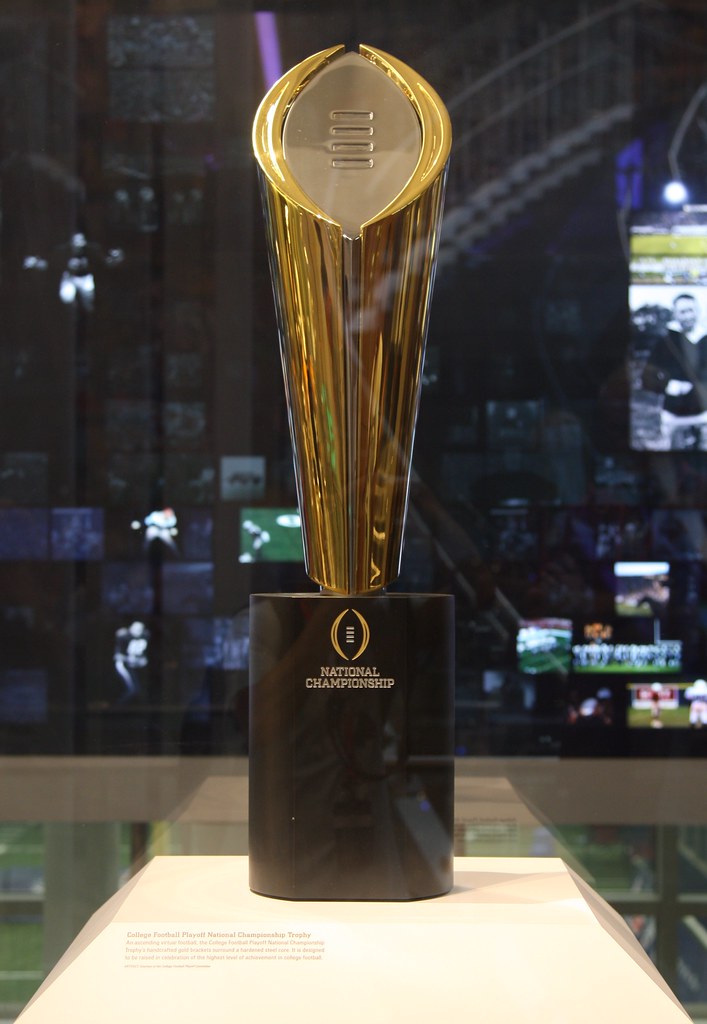 The winner of the college football playoff will receive the CFP Trophy. The last two winners were Michigan and Georgia.  