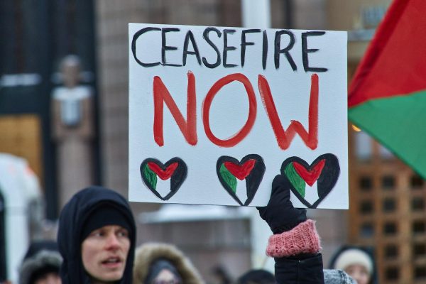 Protests in Helsinki, Finland call for a ceasefire in Gaza.