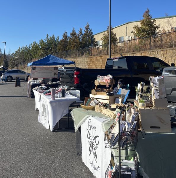 Local vendors booths set up. 