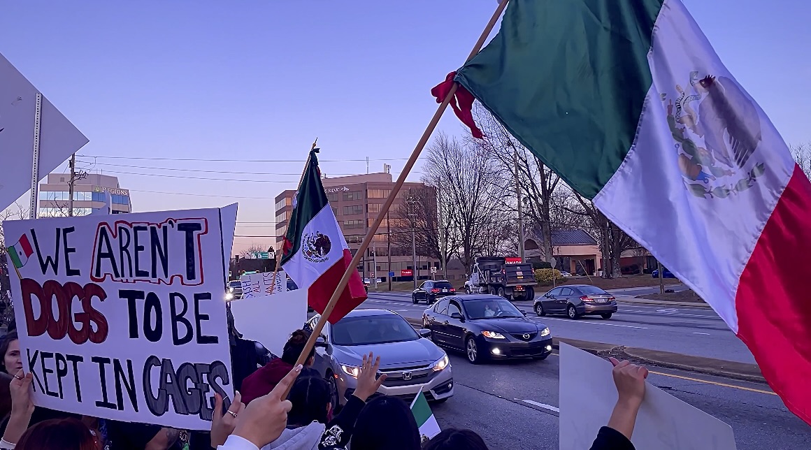 Vargas attended a protest at the square in Gainesville that protested against aggressive ICE raids and mass deportations. 