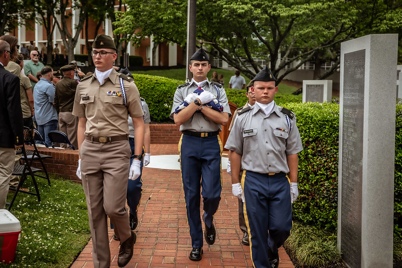 UNG Color Guard Observes taps, followed by a the 21-gun salute. 