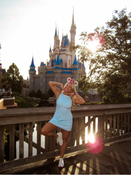 Crump in front of Cinderella’s Castle in Magic Kingdom. 