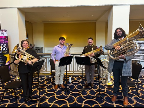 The Woofer Quartet, made up of (left to right) Briar Dalton, CJ Yeager, Peter Pontes and Cooper Sandefur, performed at the Georgia Music Educators Association conference this year as well.