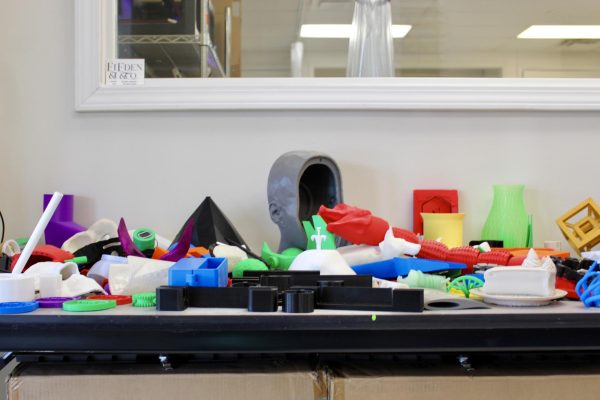 Students use 3D printing to create objects from biodegradable materials.